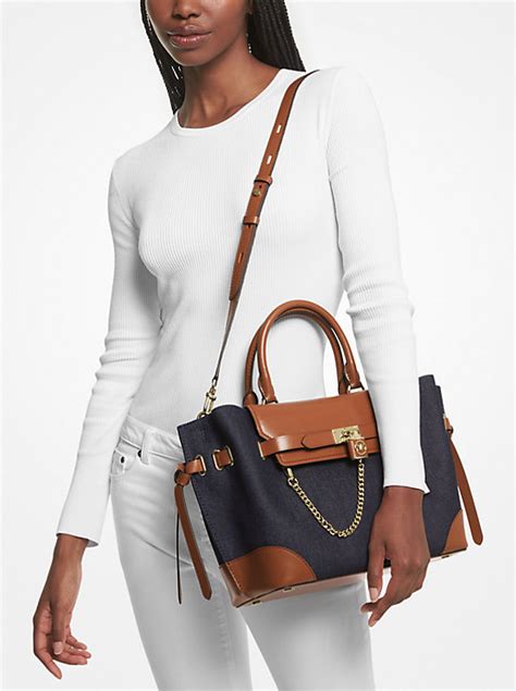 michael kors hamilton 30s7|Hamilton Legacy Large Denim and Leather Belted Satchel.